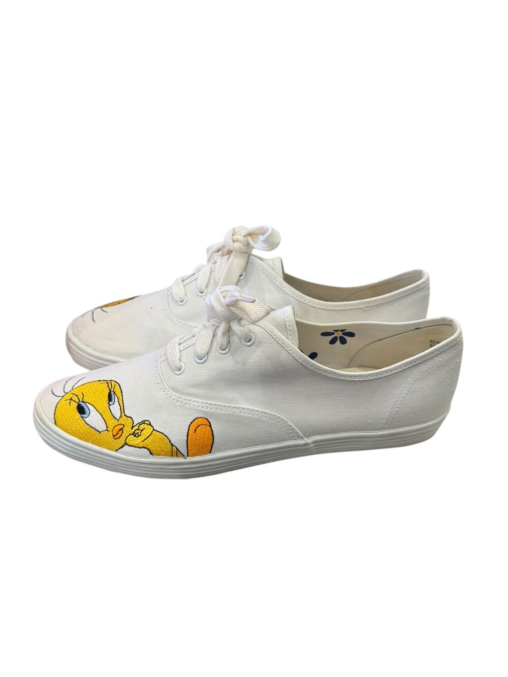 Vintage 1999 Looney Tunes Tweety Bird Embroidered Sneakers Size 9 NIB